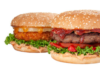 Tasty american grill burger isolated on the white