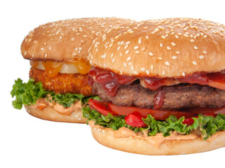 Tasty american grill burger isolated on the white