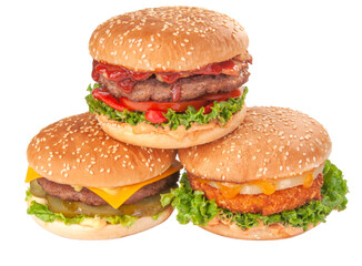 Tasty american grill burger isolated on the white