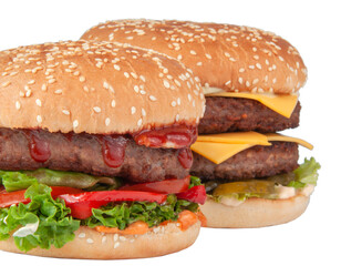 Tasty american grill burger isolated on the white