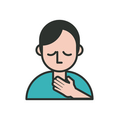 person with sore throat covid19 symptom line and fill style