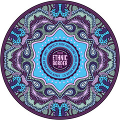 Vector ornamental vintage ethnic round frame