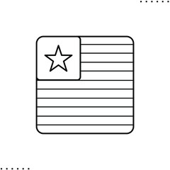 Liberia square flag vector icon in outlines