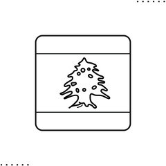 Lebanon square flag vector icon in outlines 