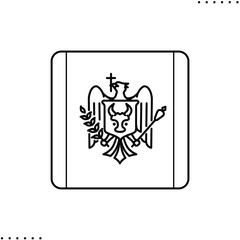 Moldova square flag vector icon in outlines 