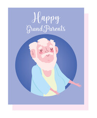 happy grandparents day, old man grandpa character cartoon card