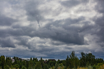 Lots of clouds. Overcast weather.