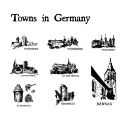 Towns in Germany Hand Drawing Illustration 