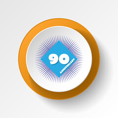 Anniversary, 90 years multicolored icon button. Can be used for web, logo, mobile app, UI, UX