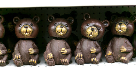 smiling bears on a store shelf