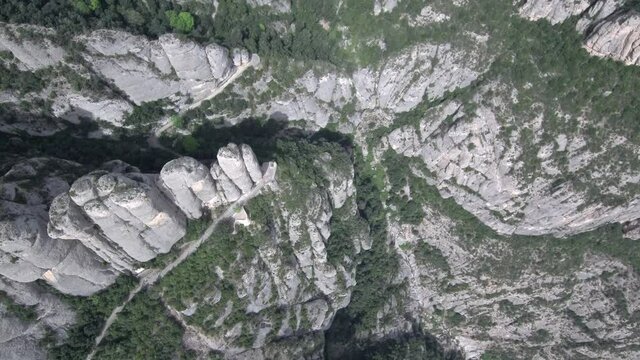 Aerial view of beautiful rocky  cliffs in mountains. Drone Footage