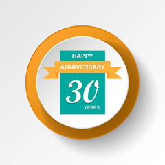 Anniversary, 30 years multicolored icon button. Can be used for web, logo, mobile app, UI, UX
