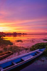sunset over the river,sakon nakhon province,thailnad