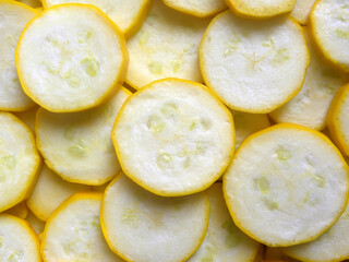 White and yellow color sliced cut Golden zucchini vegetable