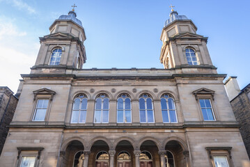 Fototapeta na wymiar Exterior view Palmerston Place Church in Edinburgh city, Scotland, UK