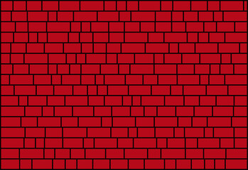 Plakat random sized nested red rectangles with black borders, brick wall-like vector background