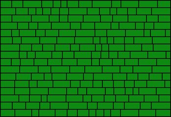 random sized nested green rectangles with black borders, brick wall-like  vector background