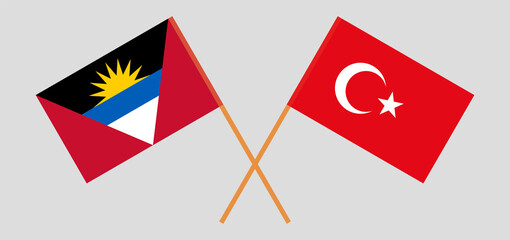 Crossed flags of Turkey and Antigua and Barbuda