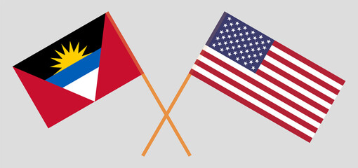 Crossed flags of the USA and Antigua and Barbuda