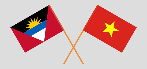 Crossed flags of Vietnam and Antigua and Barbuda