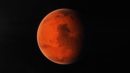 Front View of Planet Mars is the fourth planet from the Sun and the second-smallest planet in the Solar System.