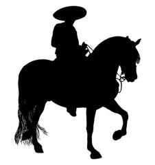 Mexican Cowboy on Charro horse silhouette vector graphic 