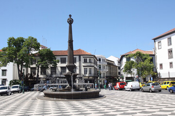 Fototapeta na wymiar Madère, fontaine sur une place de Funchal