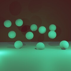 spheres of balls on coral background. Realistic 3d shapes.  illustration