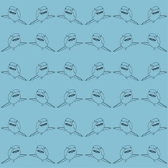 Shark Cute Illustration, Cartoon Funny Character, Pattern Wallpaper 