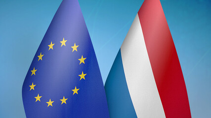 European Union and Netherlands two flags