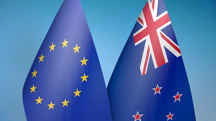 European Union and New Zealand two flags