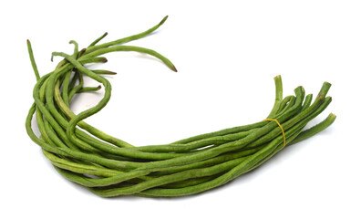 A bunch of freshly picked cowpea isolated on white