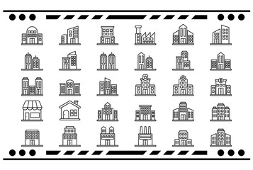 Gebäude Icon Set Line