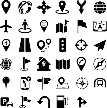Navigation Glyph Icon Set