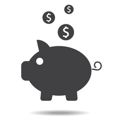 Piggy bank icon vector isolated on white background. Piggy bank icon for web site, sticker, label, logo template and icon design. Piggy bank vector illustration