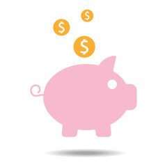 Piggy bank icon vector isolated on white background. Piggy bank icon for web site, sticker, label, logo template and icon design. Piggy bank vector illustration