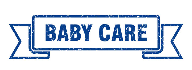 baby care grunge vintage retro band. baby care ribbon