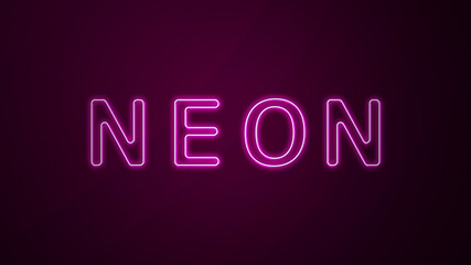 Neon font. Neon light. Ultra violet background. Retro techno acid style. 3d rendering.