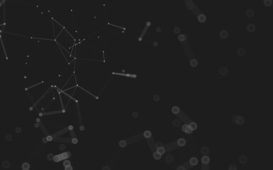 Abstract background. Molecules technology with polygonal shapes, connecting dots and lines. Connection structure. Big data visualization.