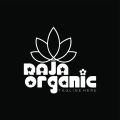 white raja organic leaf plant vector logo