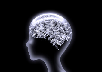 抽象的な女性の横顔の3Dイラスト