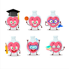 School student of love potion cartoon character with various expressions