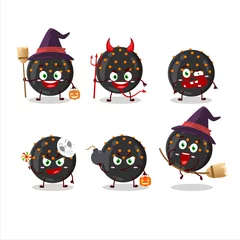 Fotobehang Halloween expression emoticons with cartoon character of halloween black candy © kongvector