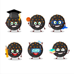 School student of halloween black candy cartoon character with various expressions