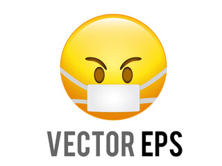 Vector gradient yellow angry  face emoji icon with wearing mask