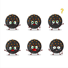 Cartoon character of halloween black candy with what expression