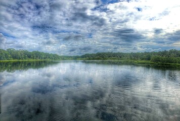Fototapeta na wymiar Amazon lagoon, reflected sky