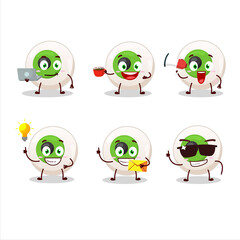 Eye candy cartoon character with various types of business emoticons