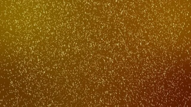 Fine bubbles rising in a glass with golden liquid or beer drink. Abstract bubble background. Seamless loopable background.