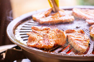 Beef tongue being baked on an iron plate 5586